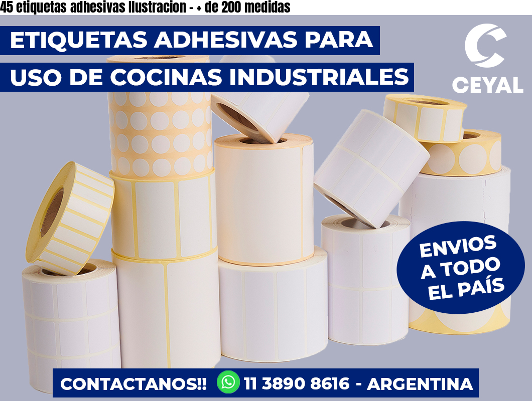 45 etiquetas adhesivas Ilustracion – + de 200 medidas