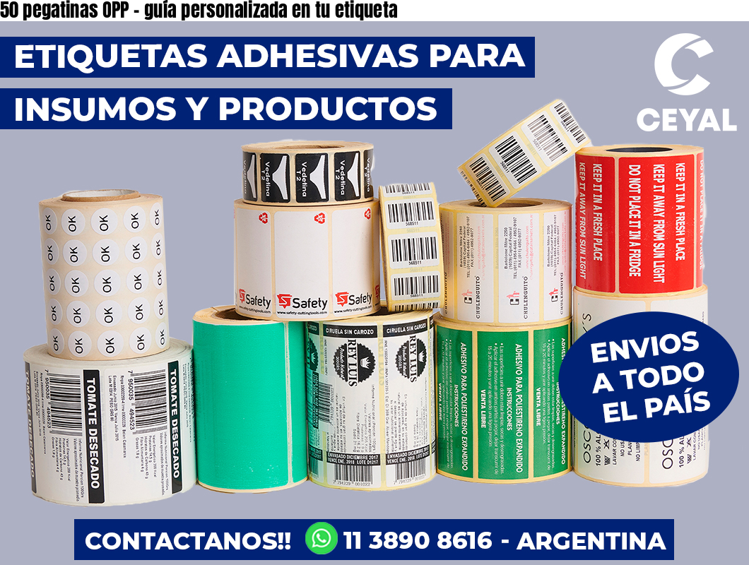 50 pegatinas OPP - guía personalizada en tu etiqueta