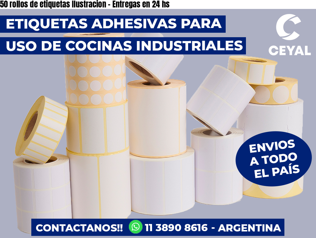 50 rollos de etiquetas Ilustracion - Entregas en 24 hs