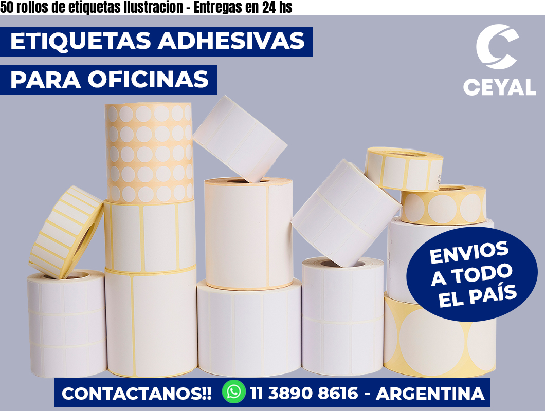 50 rollos de etiquetas Ilustracion - Entregas en 24 hs