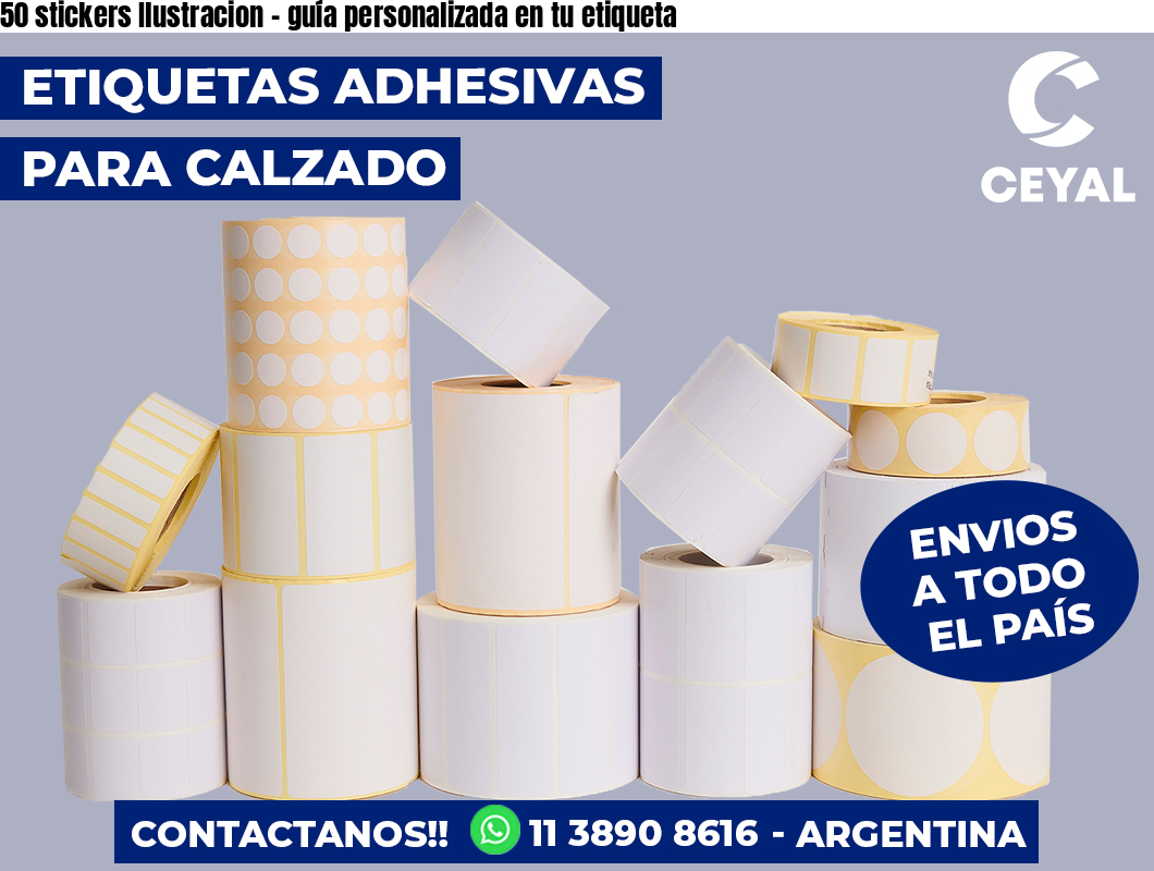 50 stickers Ilustracion – guía personalizada en tu etiqueta