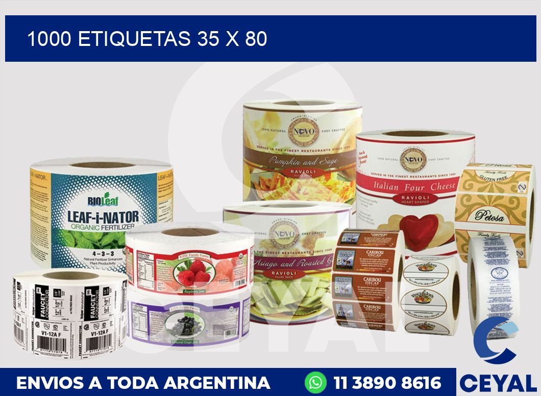 1000 etiquetas 35 x 80