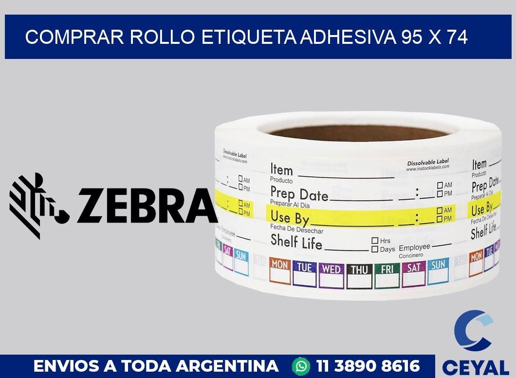 Comprar rollo etiqueta adhesiva 95 x 74