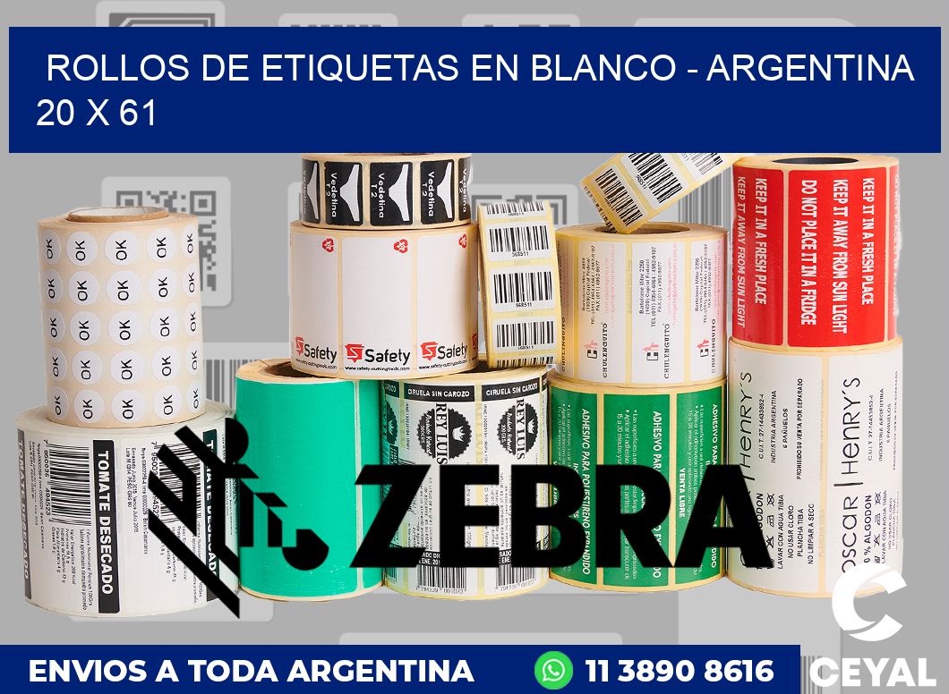 Rollos de etiquetas en blanco - Argentina 20 x 61