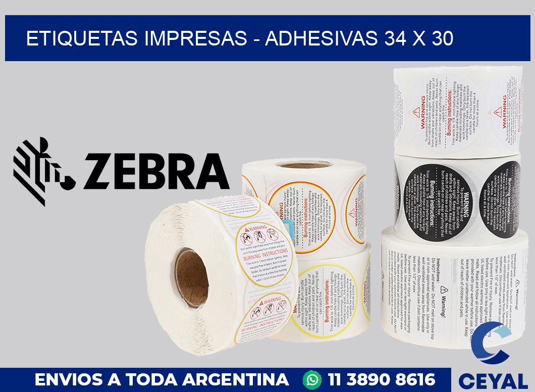 etiquetas impresas - Adhesivas 34 x 30