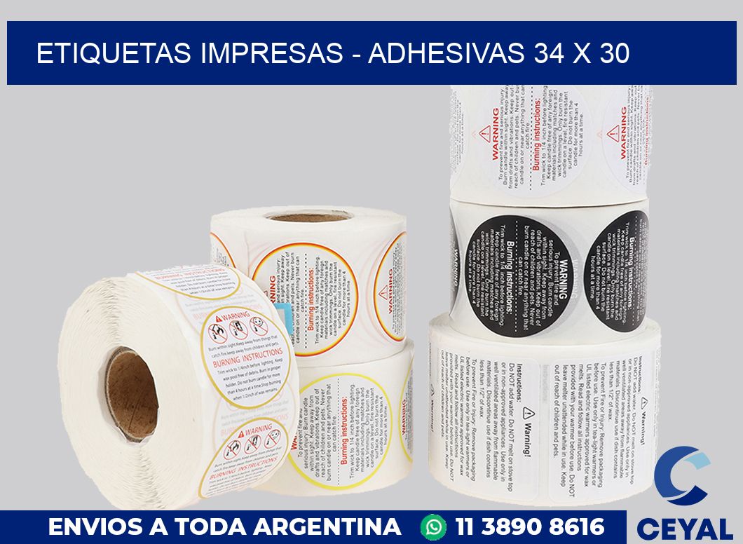 etiquetas impresas – Adhesivas 34 x 30
