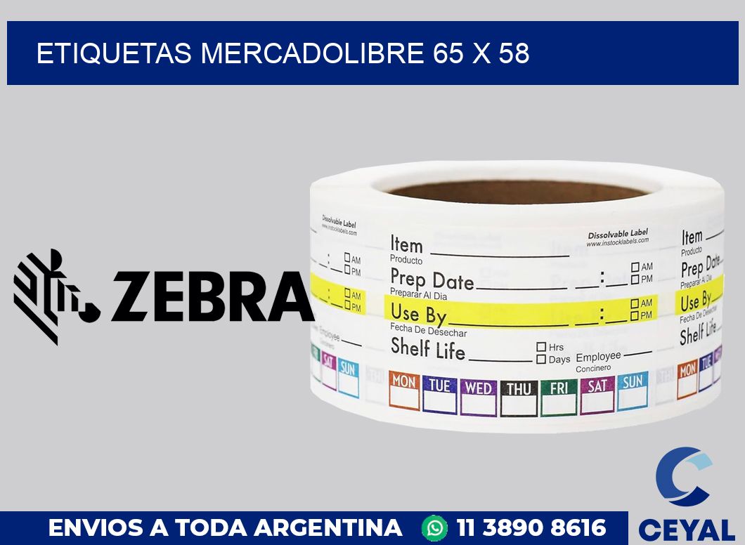 etiquetas mercadolibre 65 x 58