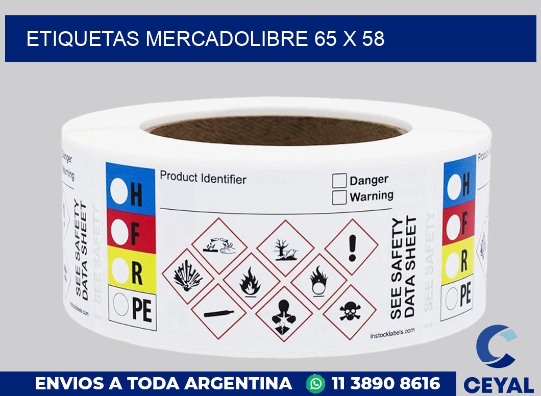 etiquetas mercadolibre 65 x 58