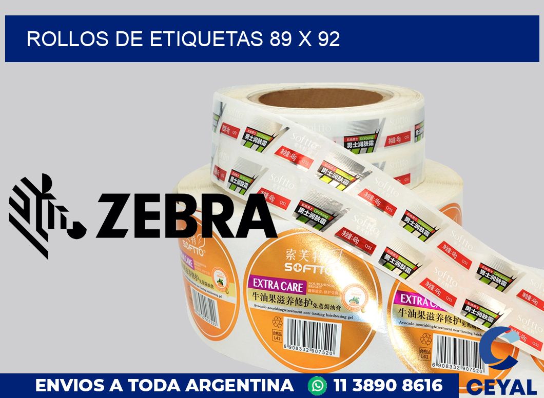 rollos de etiquetas 89 x 92