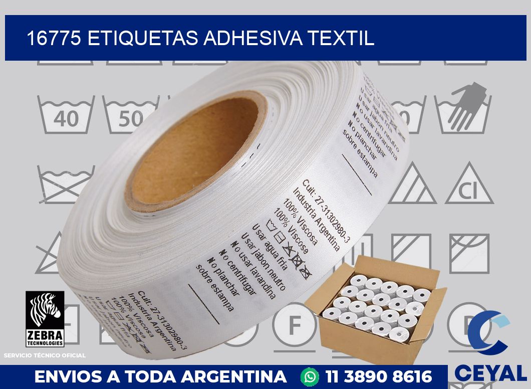 16775 etiquetas adhesiva textil