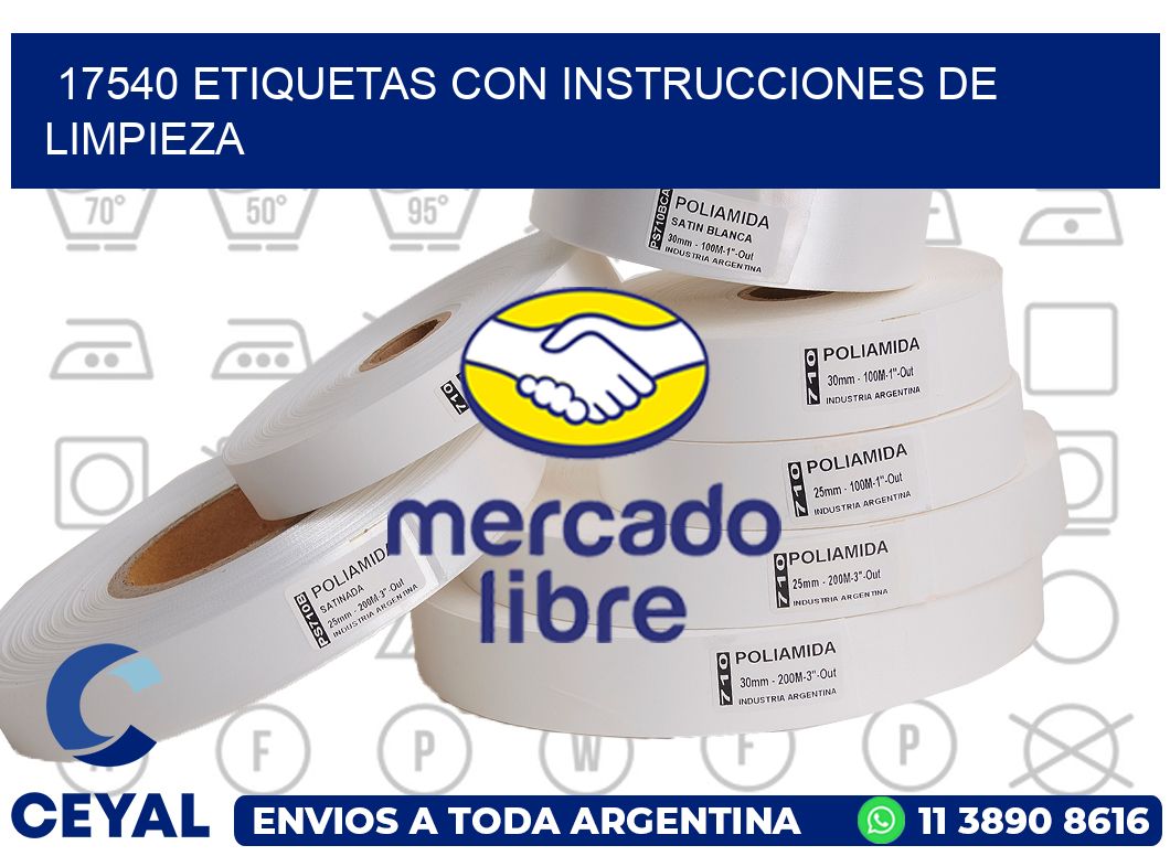 17540 Etiquetas con instrucciones de Limpieza