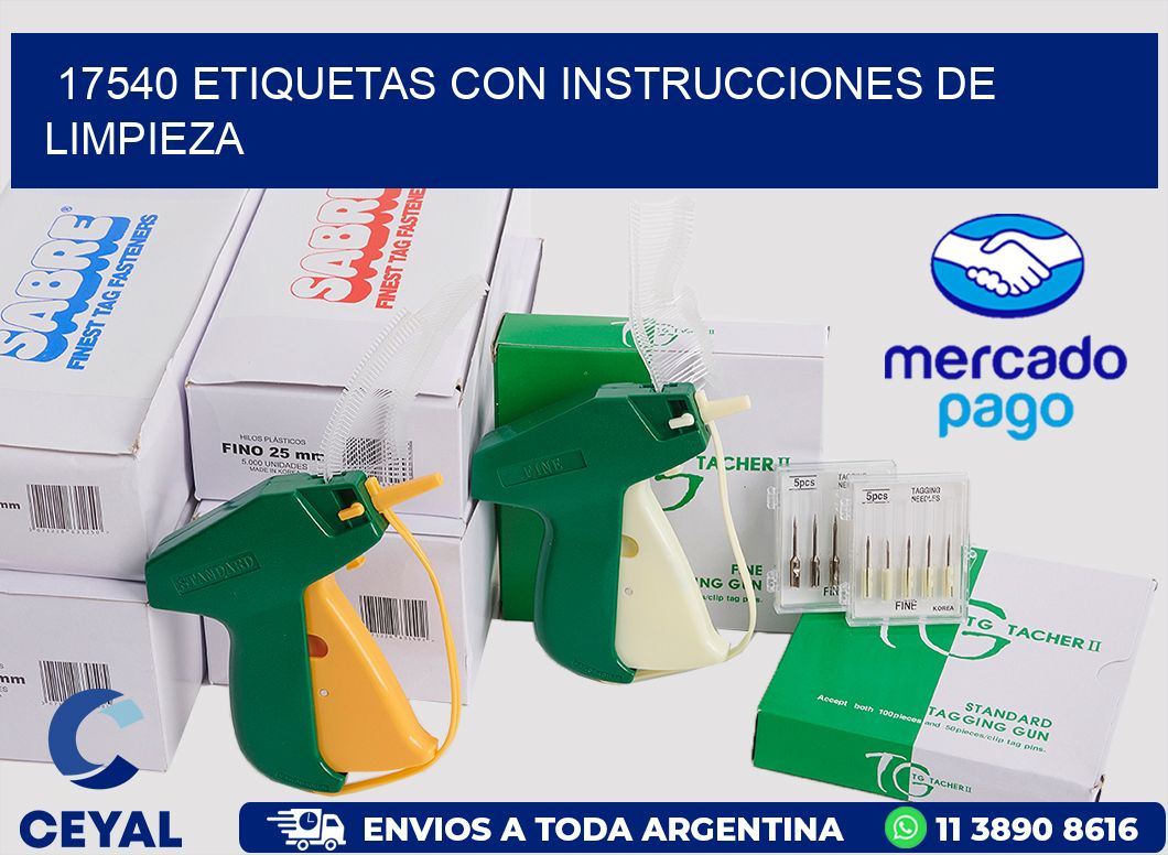 17540 Etiquetas con instrucciones de Limpieza