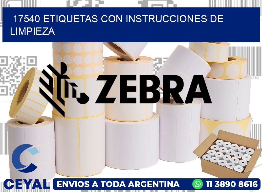 17540 Etiquetas con instrucciones de Limpieza
