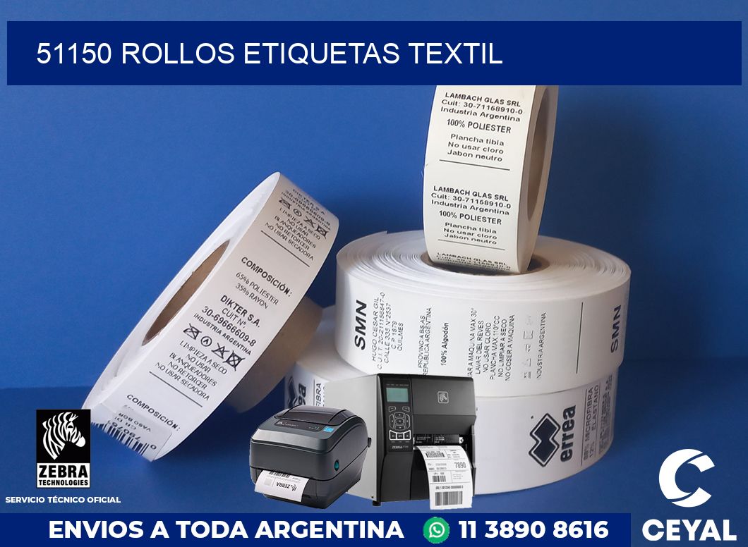 51150 rollos etiquetas textil
