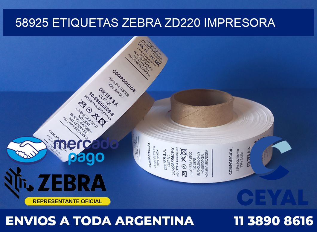 58925 etiquetas Zebra zd220 impresora