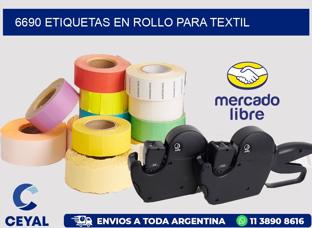 6690 etiquetas en rollo para textil