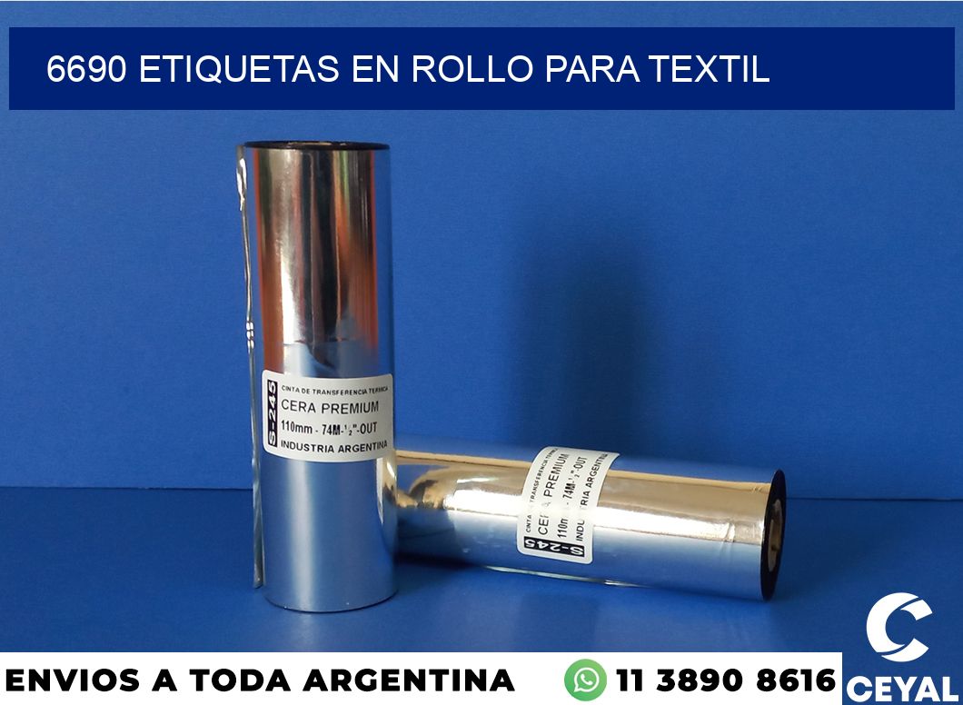 6690 etiquetas en rollo para textil