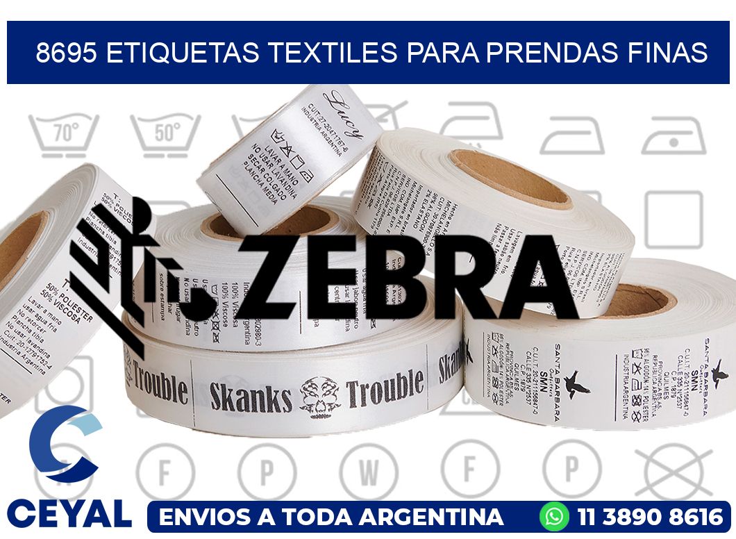 8695 Etiquetas textiles para prendas finas