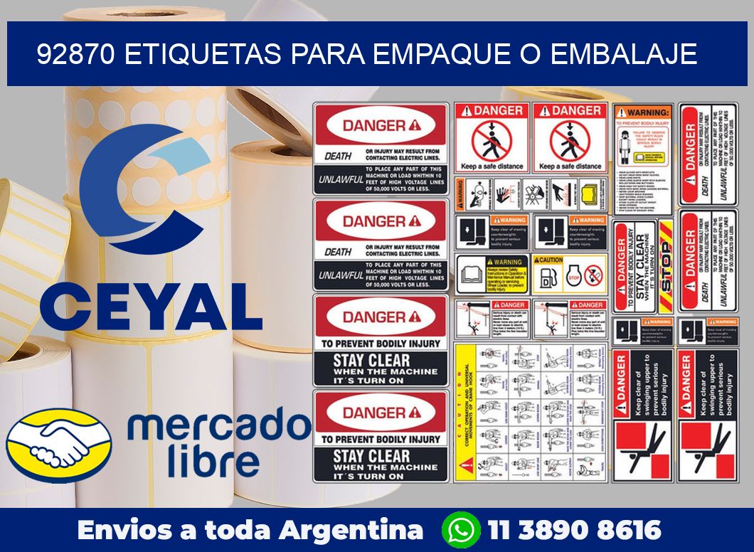 92870 Etiquetas para empaque o embalaje