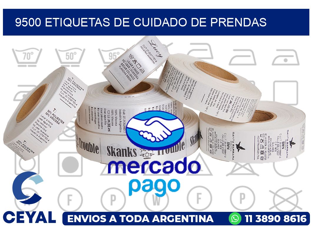 9500 Etiquetas de cuidado de Prendas