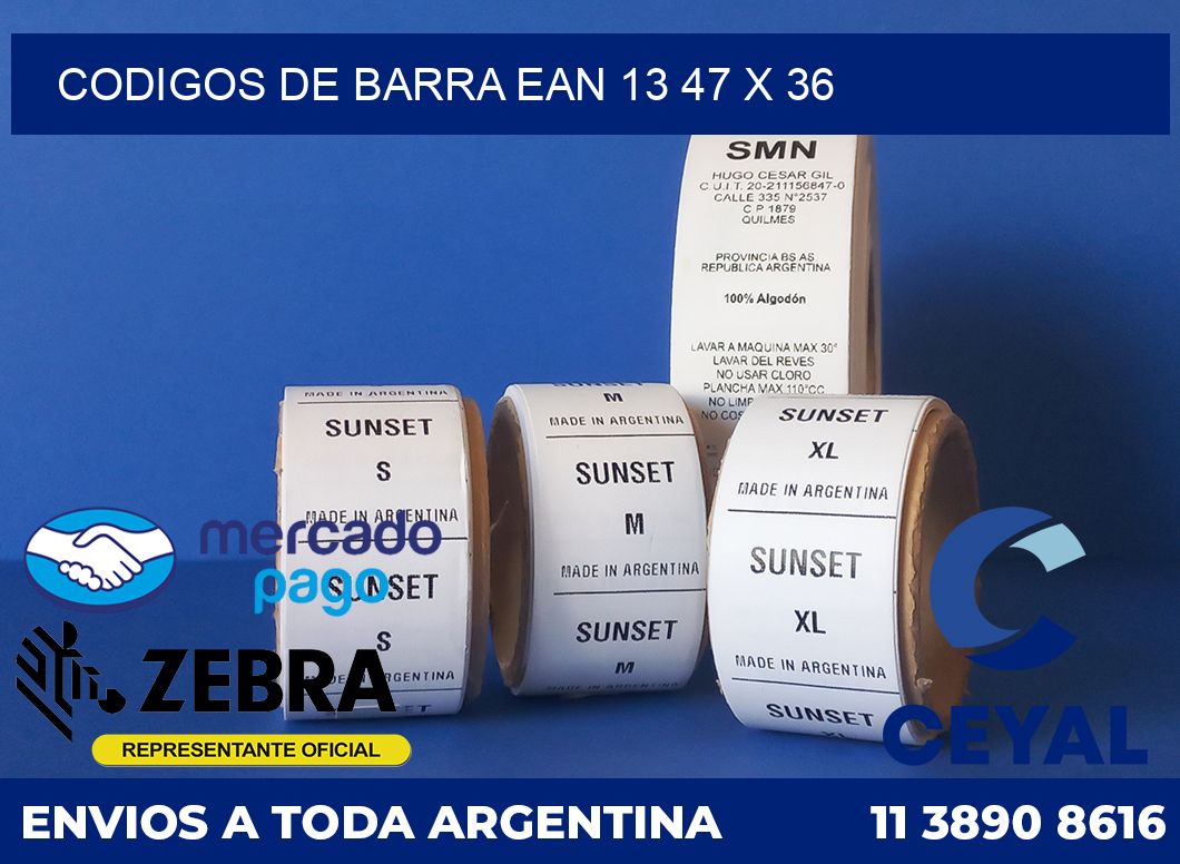 Codigos de barra EAN 13 47 x 36