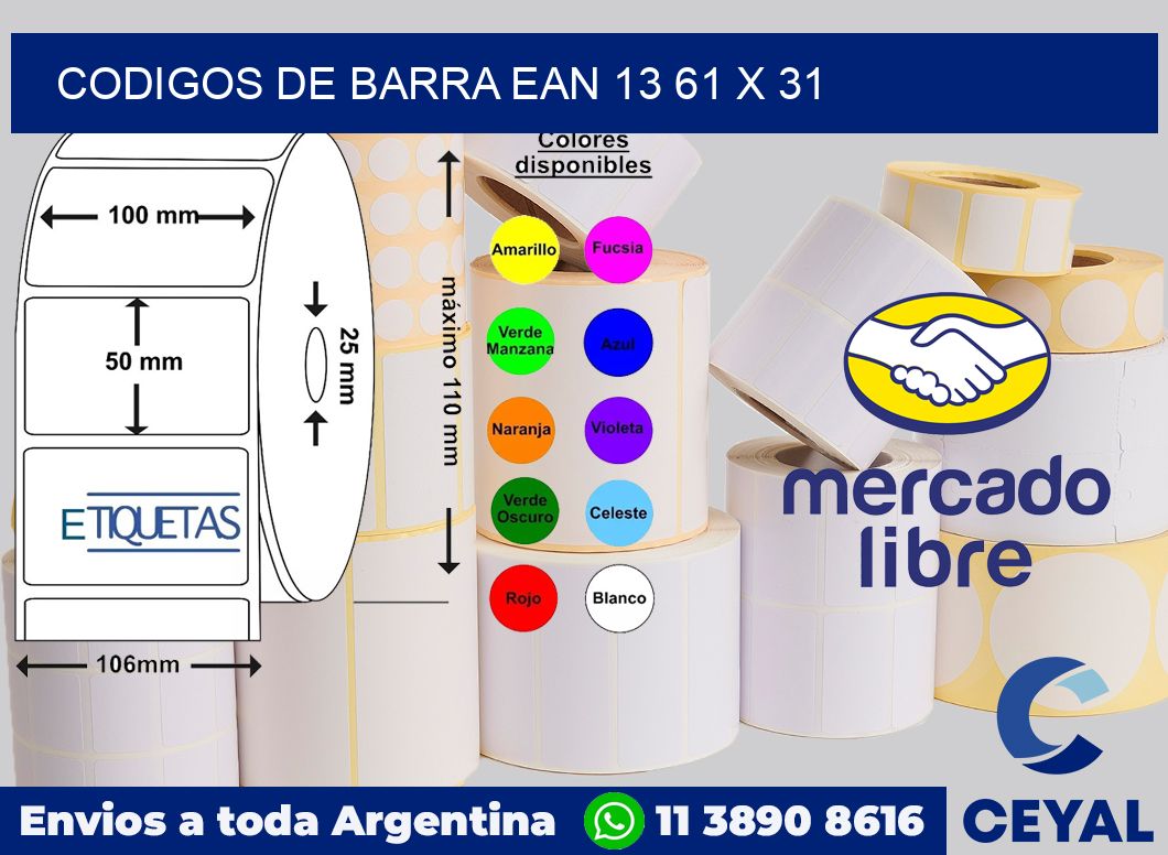 Codigos de barra EAN 13 61 x 31