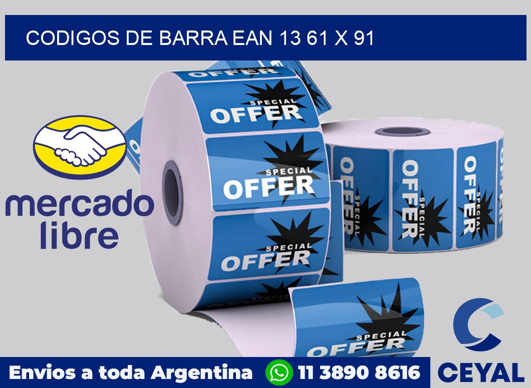 Codigos de barra EAN 13 61 x 91