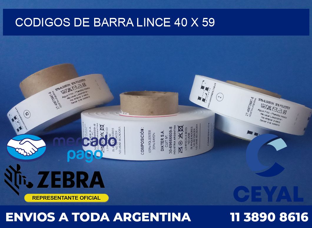Codigos de barra Lince 40 x 59