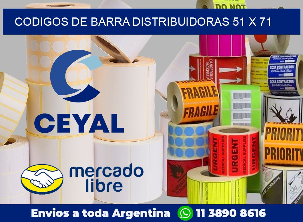 Codigos de barra distribuidoras 51 x 71