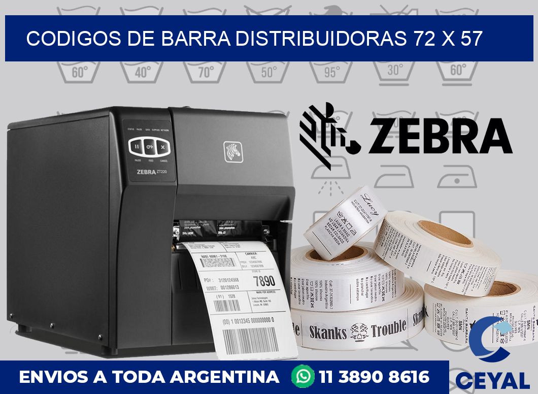 Codigos de barra distribuidoras 72 x 57