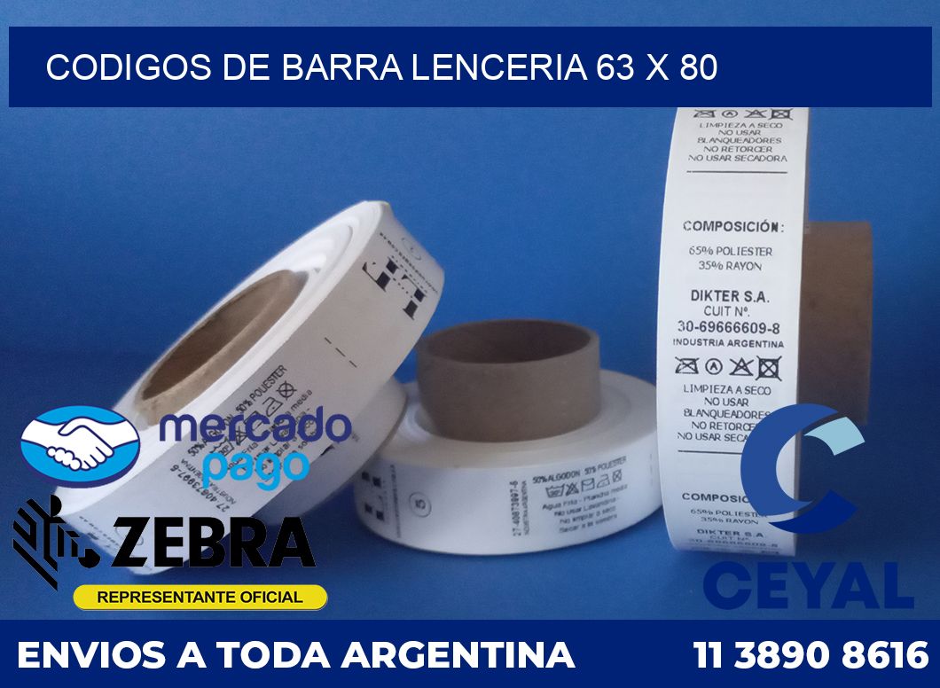 Codigos de barra lenceria 63 x 80