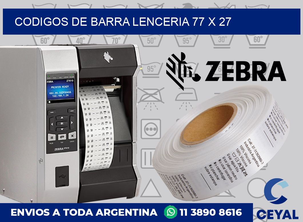 Codigos de barra lenceria 77 x 27