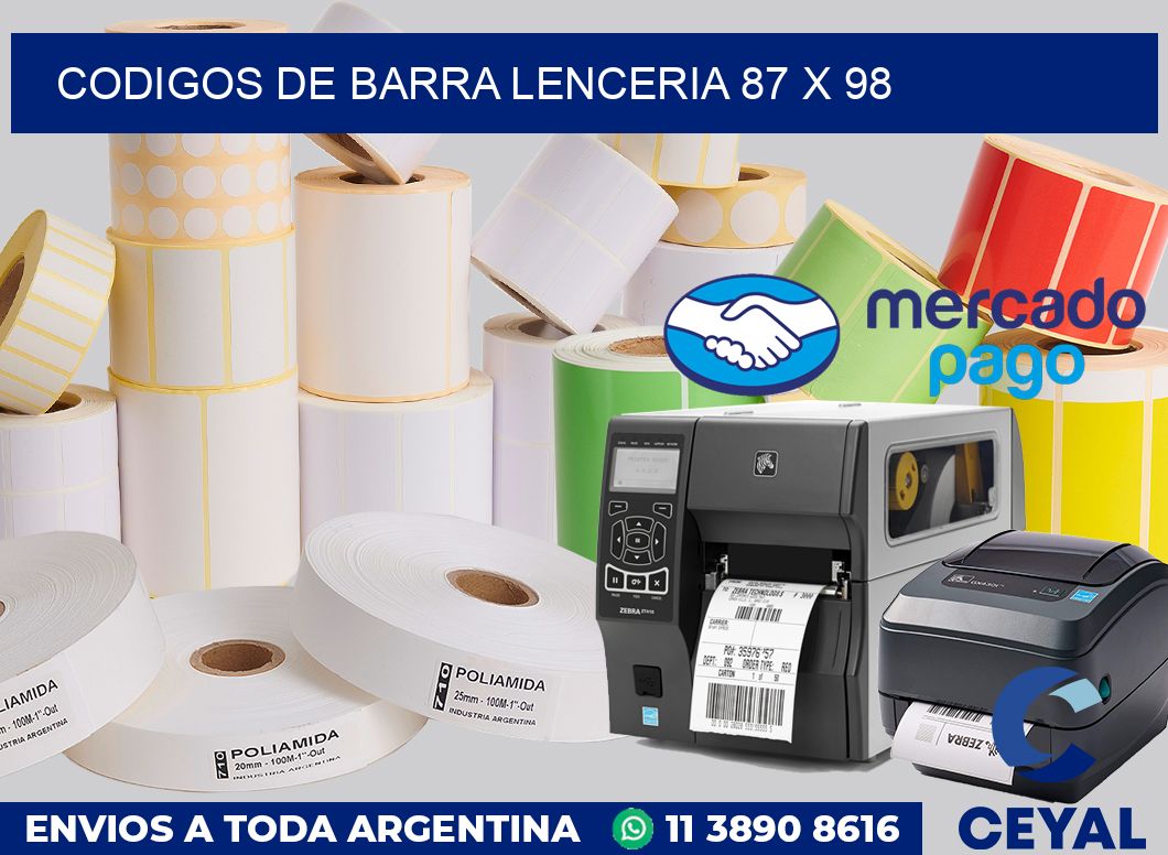 Codigos de barra lenceria 87 x 98