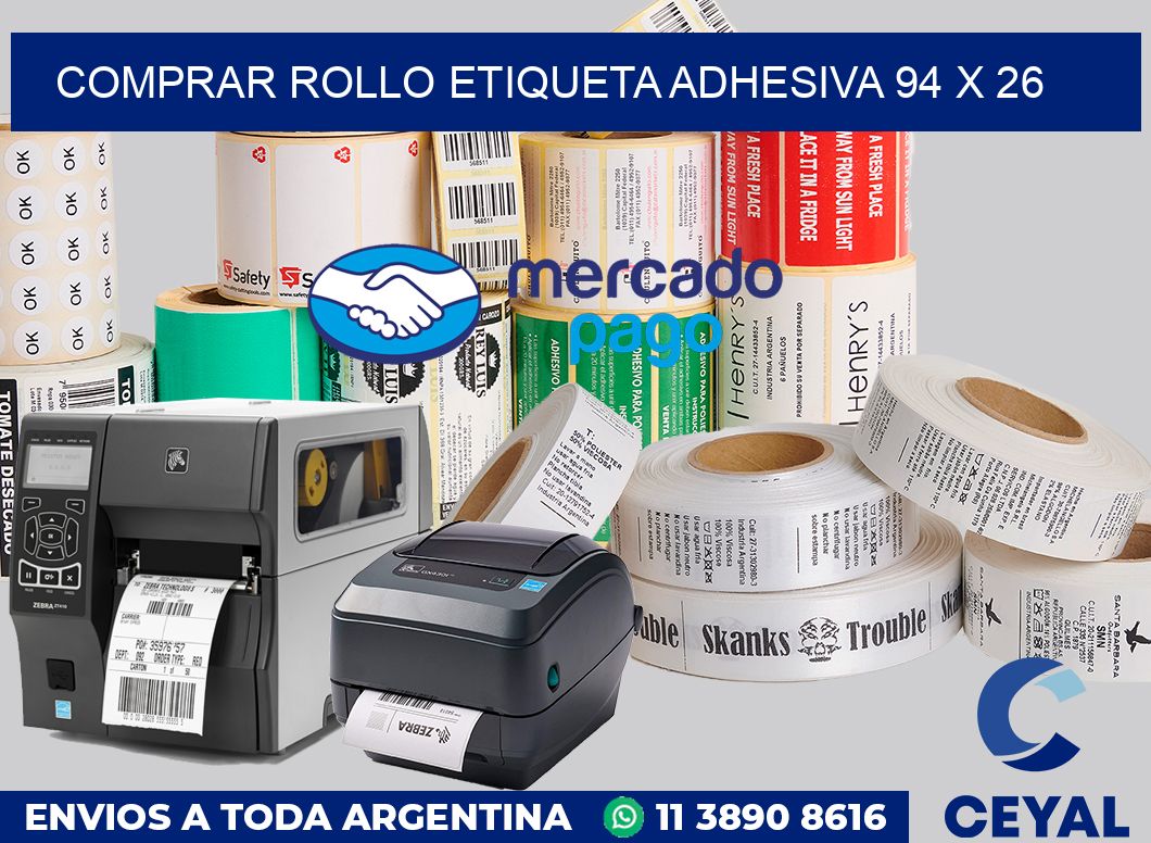 Comprar rollo etiqueta adhesiva 94 x 26