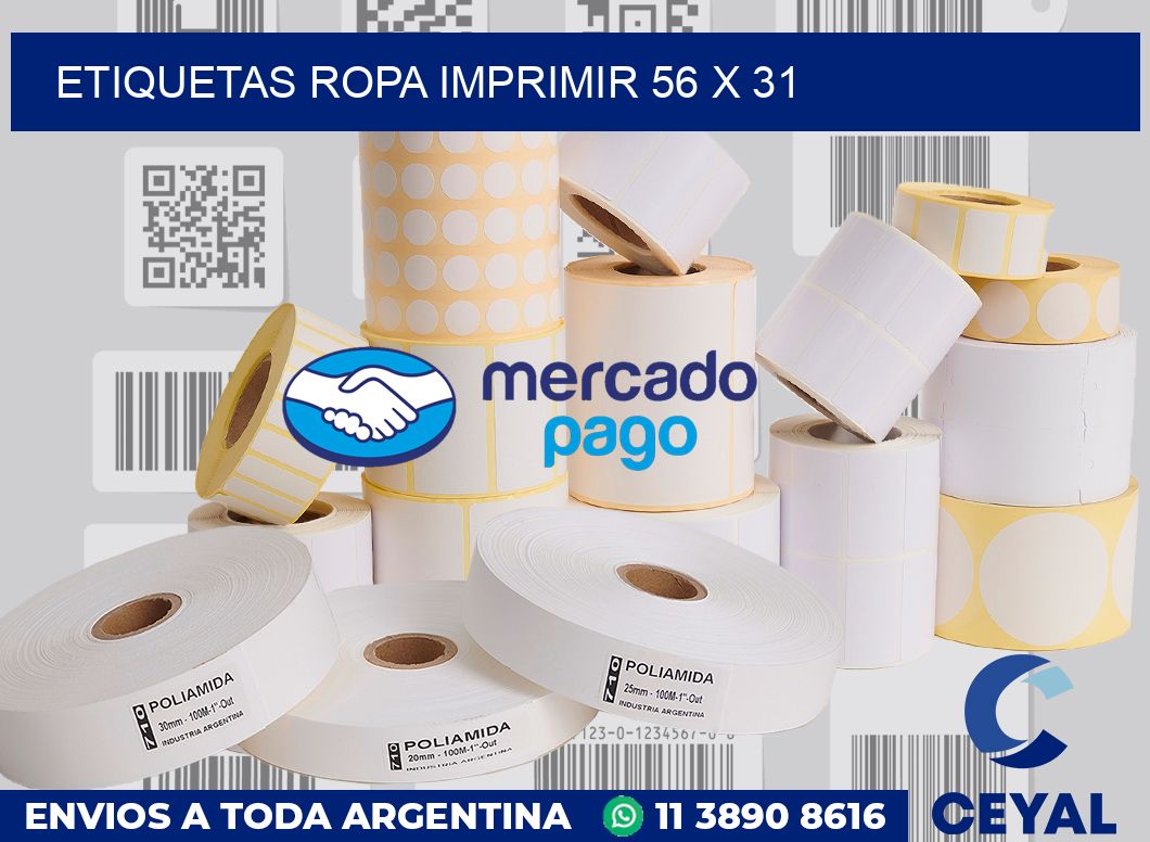 Etiquetas ropa imprimir 56 x 31