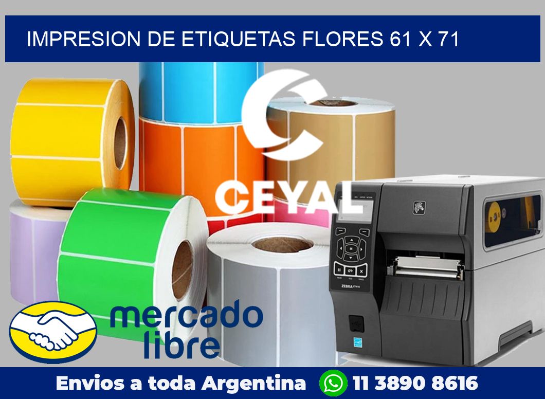 Impresion de etiquetas Flores 61 x 71