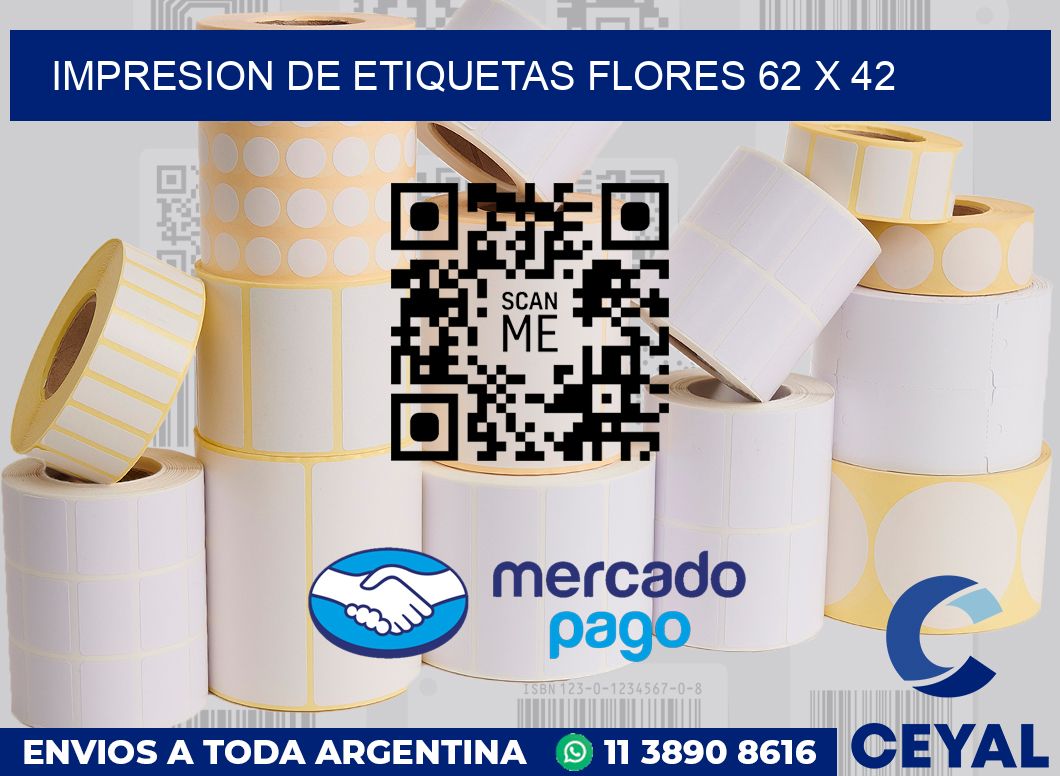 Impresion de etiquetas Flores 62 x 42