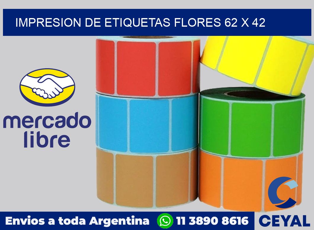 Impresion de etiquetas Flores 62 x 42