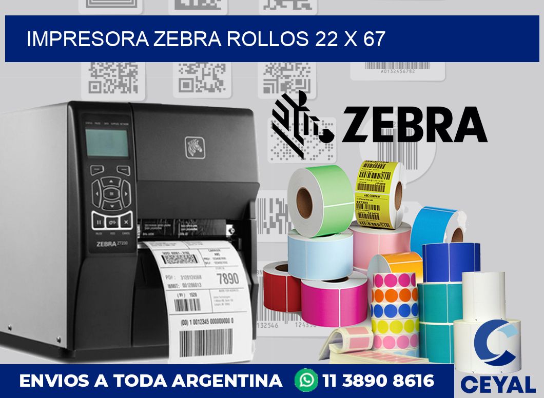 Impresora Zebra rollos 22 x 67