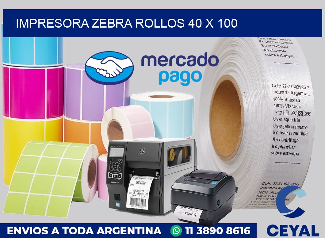 Impresora Zebra rollos 40 x 100