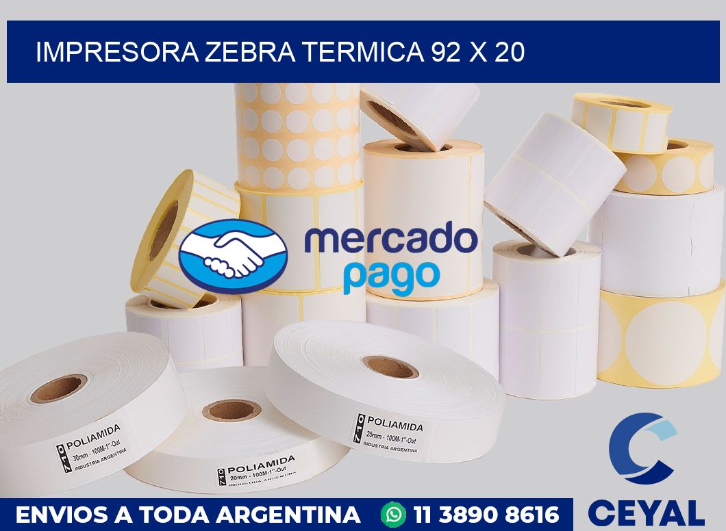 Impresora Zebra termica 92 x 20