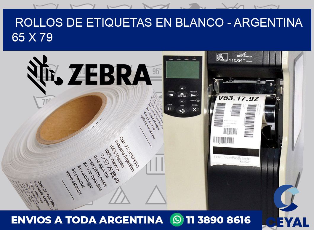 Rollos de etiquetas en blanco – Argentina 65 x 79