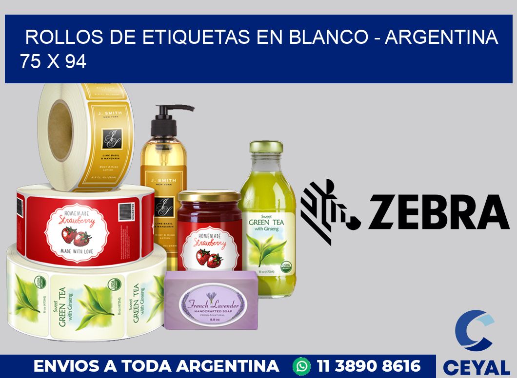 Rollos de etiquetas en blanco - Argentina 75 x 94