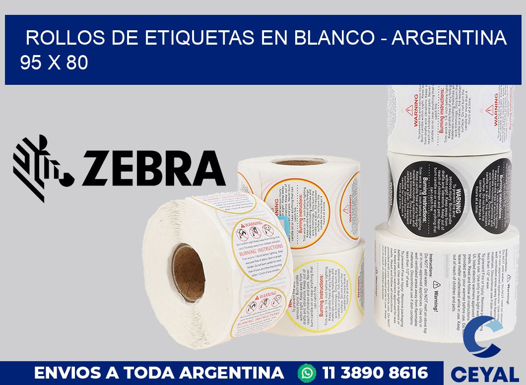 Rollos de etiquetas en blanco - Argentina 95 x 80