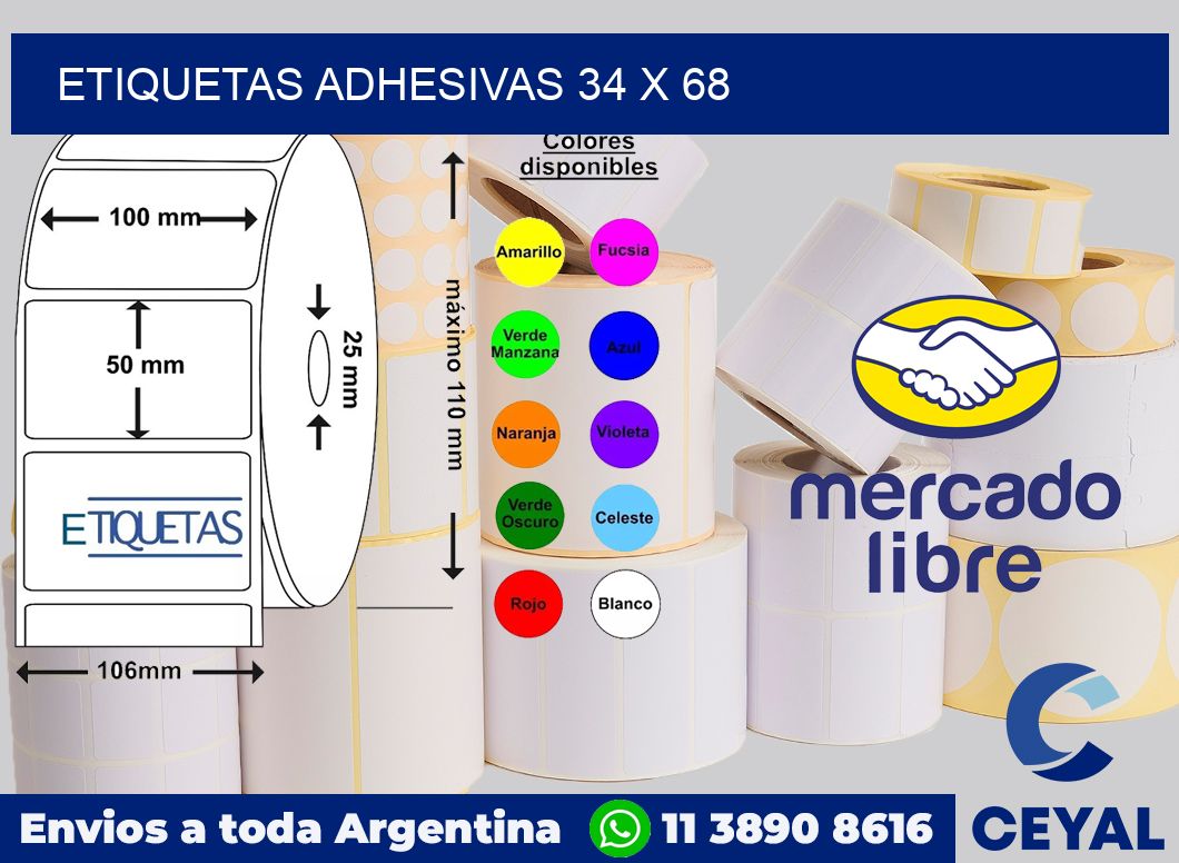 etiquetas adhesivas 34 x 68