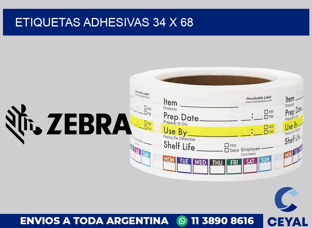 etiquetas adhesivas 34 x 68