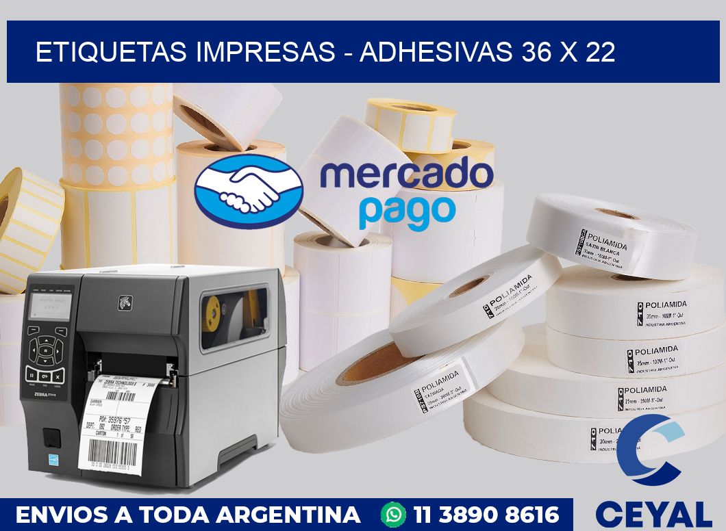 etiquetas impresas - Adhesivas 36 x 22