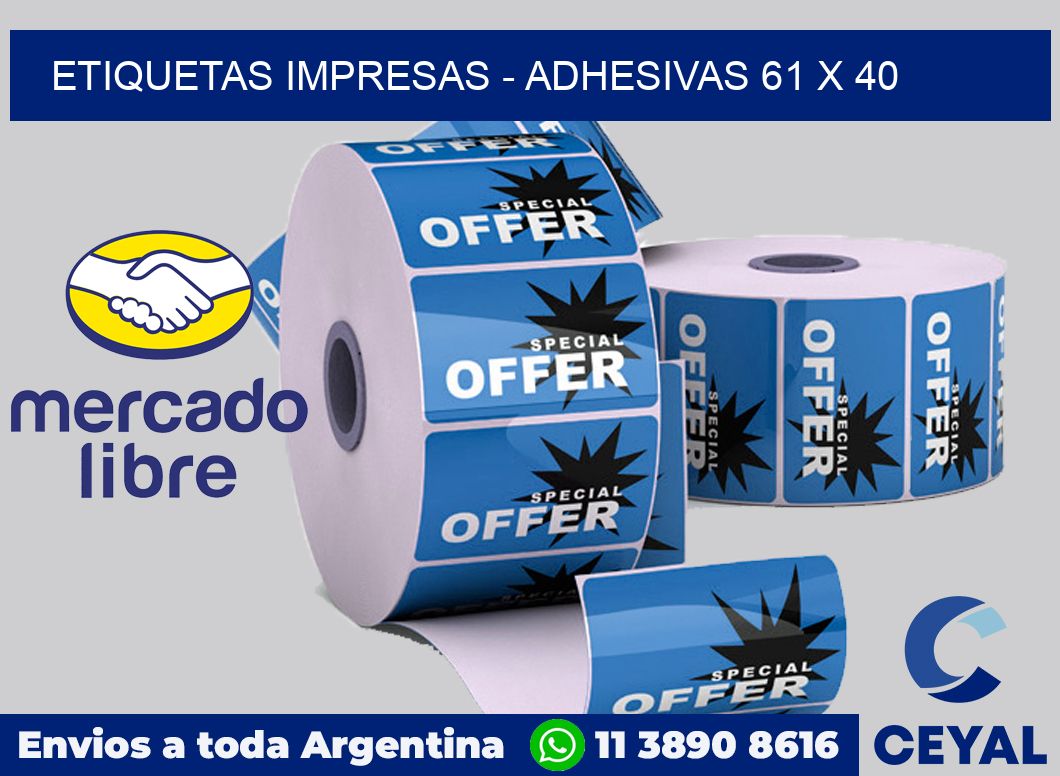 etiquetas impresas - Adhesivas 61 x 40