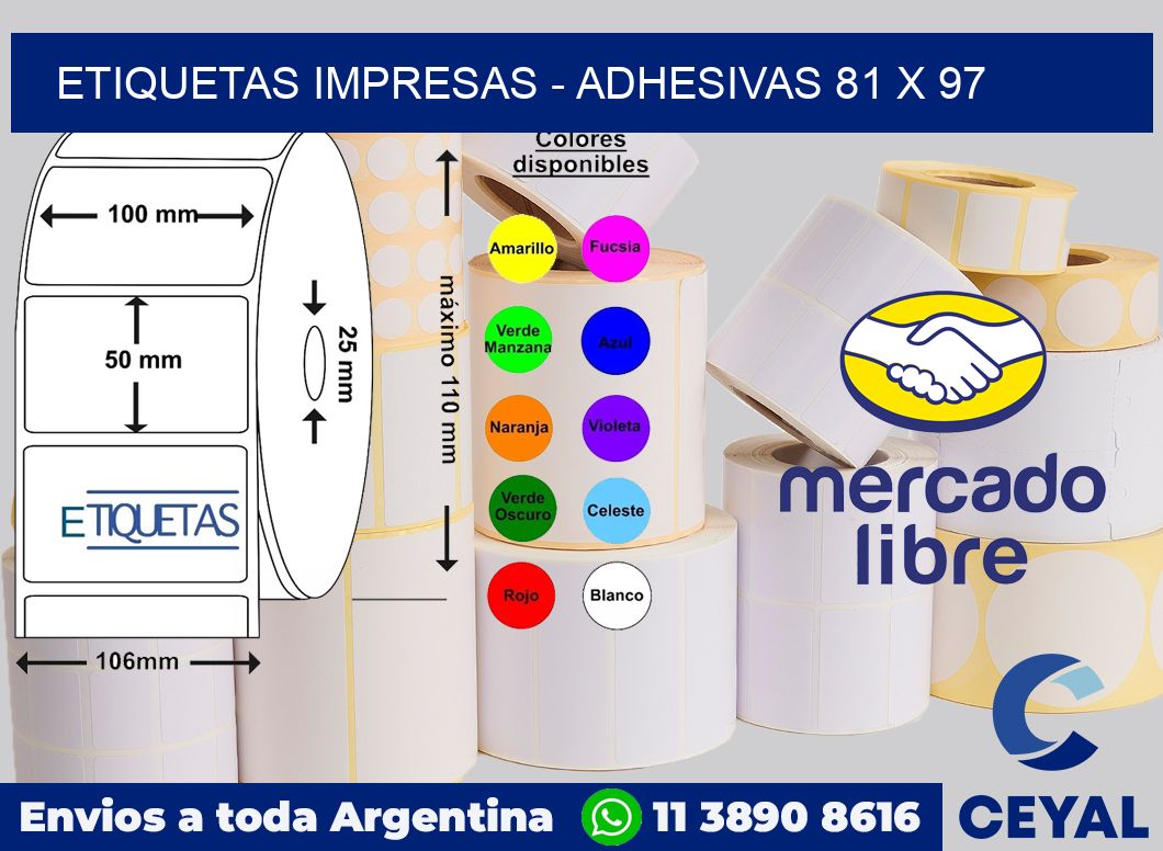etiquetas impresas - Adhesivas 81 x 97