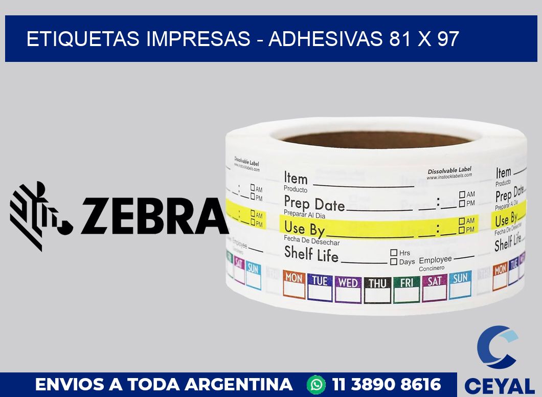 etiquetas impresas - Adhesivas 81 x 97